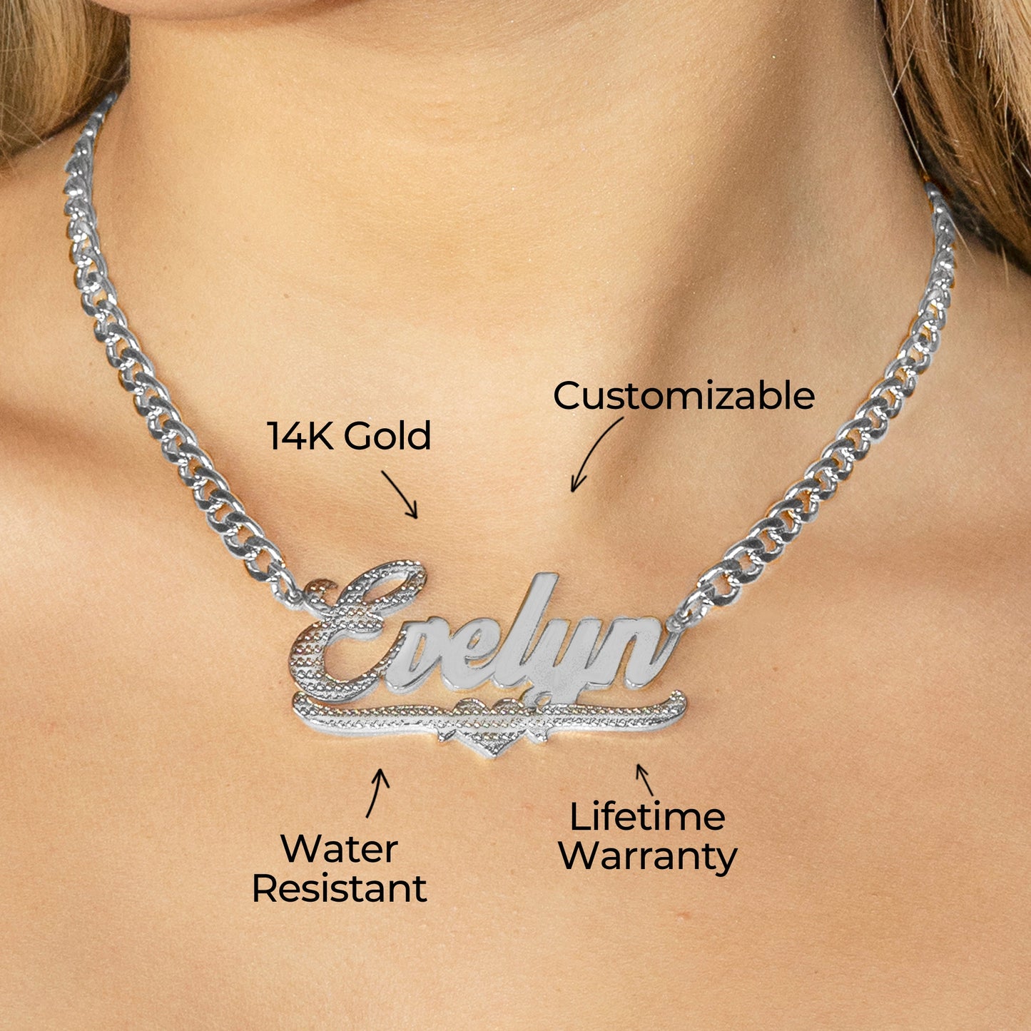 Women Jewelry - White Gold Name Necklace | Style # N19