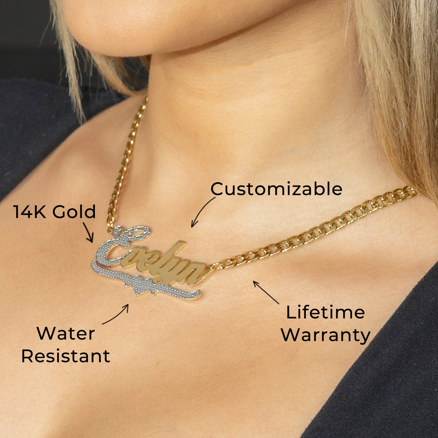 Women Jewelry - Gold Name Necklace | Style # N19
