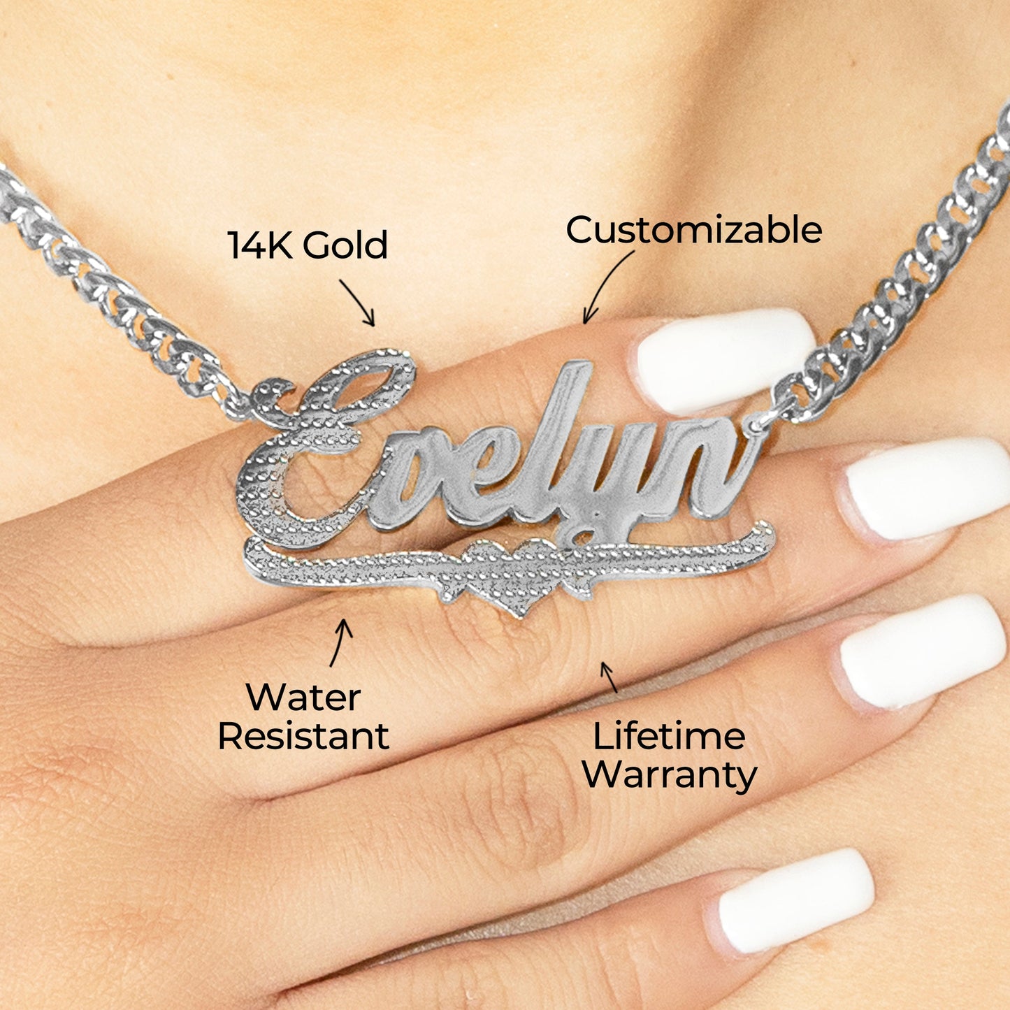 Women Jewelry - White Gold Name Necklace | Style # N19