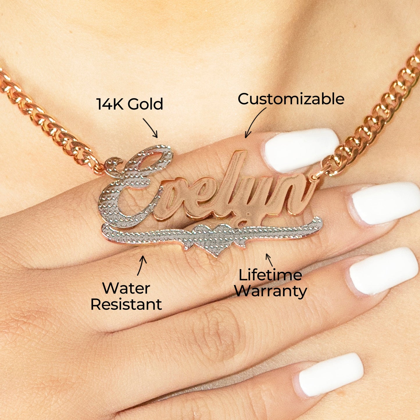 Women Jewelry - Rose Gold Name Necklace | Style # N19
