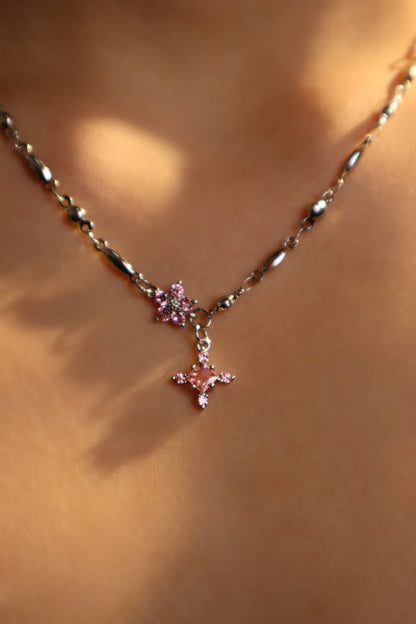 Palladium White Gold Plated Tourmaline Starlight Cross Necklace