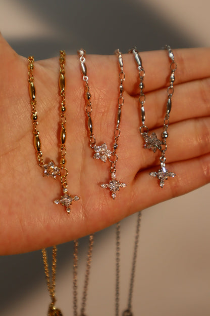 18K Rose Gold Plated Diamond Starlight Cross Necklace