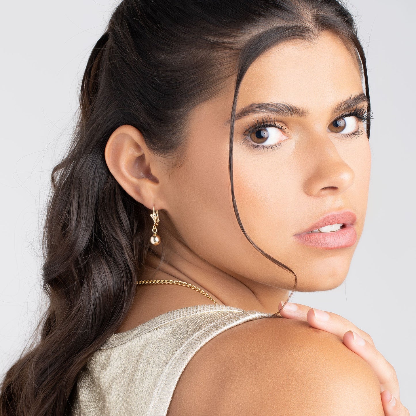 18K Gold Plated Dangling Ball Drop Earrings