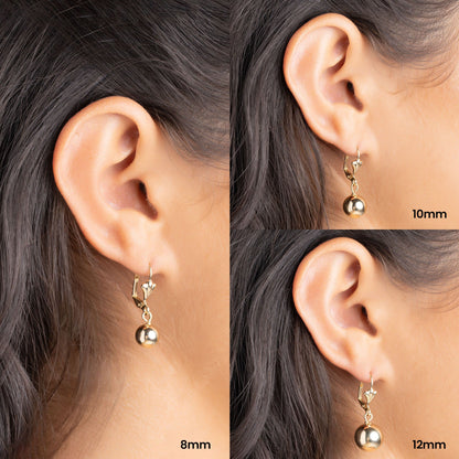 18K Gold Plated Dangling Ball Drop Earrings
