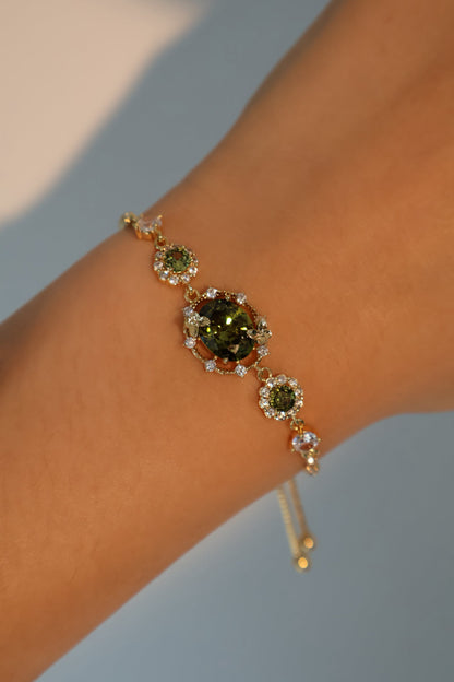 14K Real Gold Plated Emerald Butterfly Bracelet