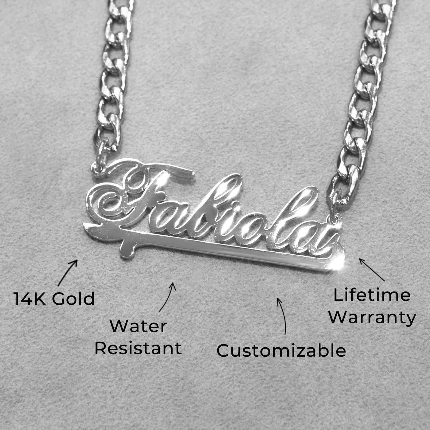 Women Jewelry - White Gold Name Necklace | Style # N23