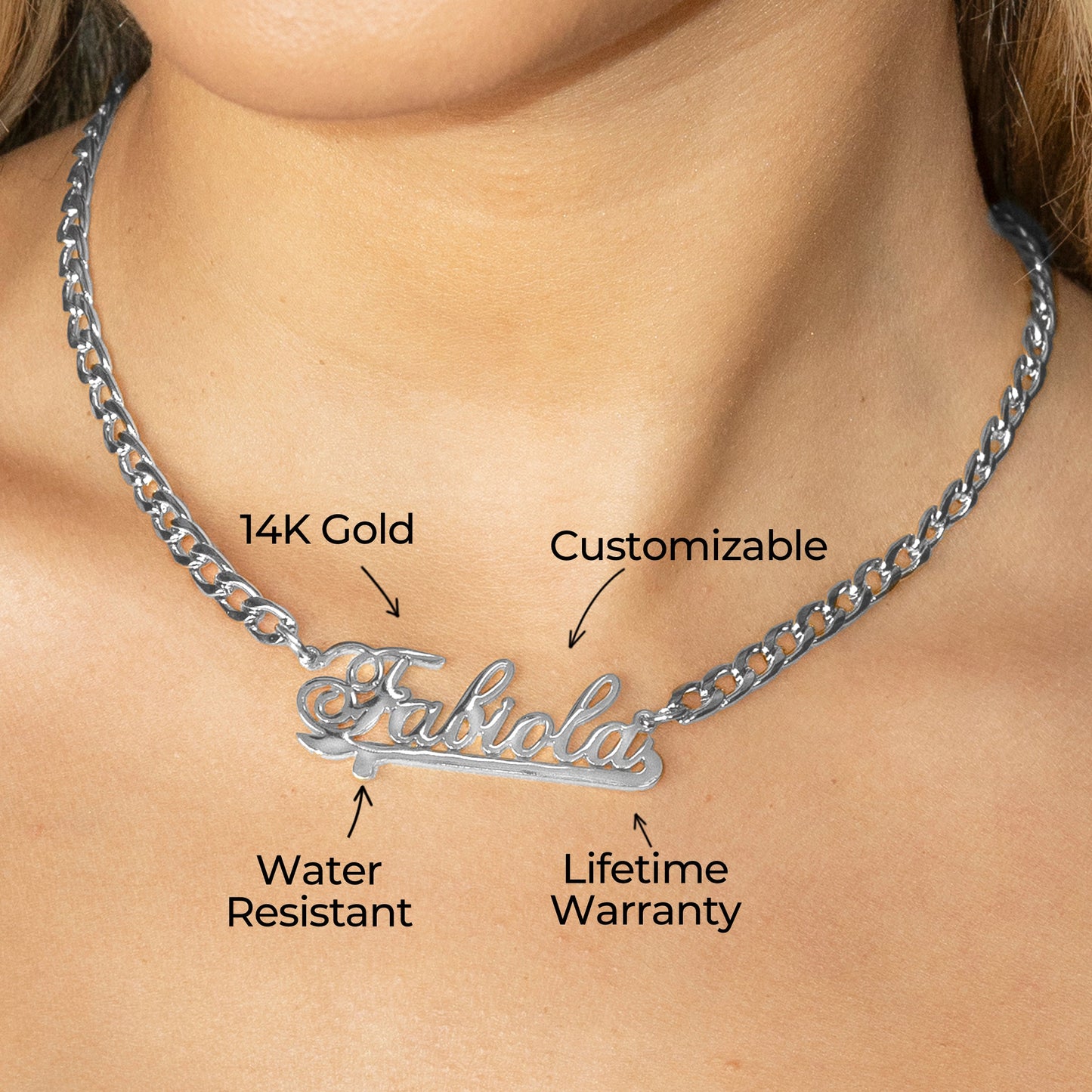 Women Jewelry - White Gold Name Necklace | Style # N23
