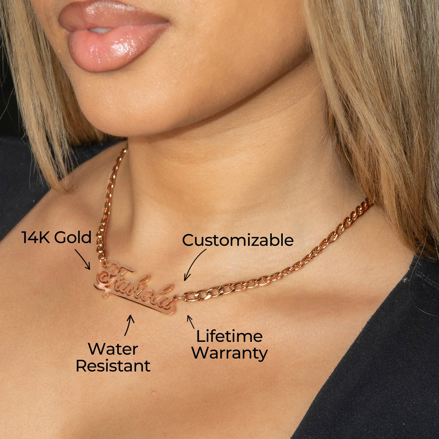 Women Jewelry - Rose Gold Name Necklace | Style # N23