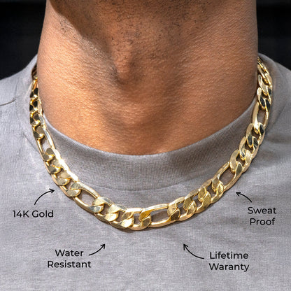 Mens Jewelry - Solid Gold Figaro Chain & Bracelet