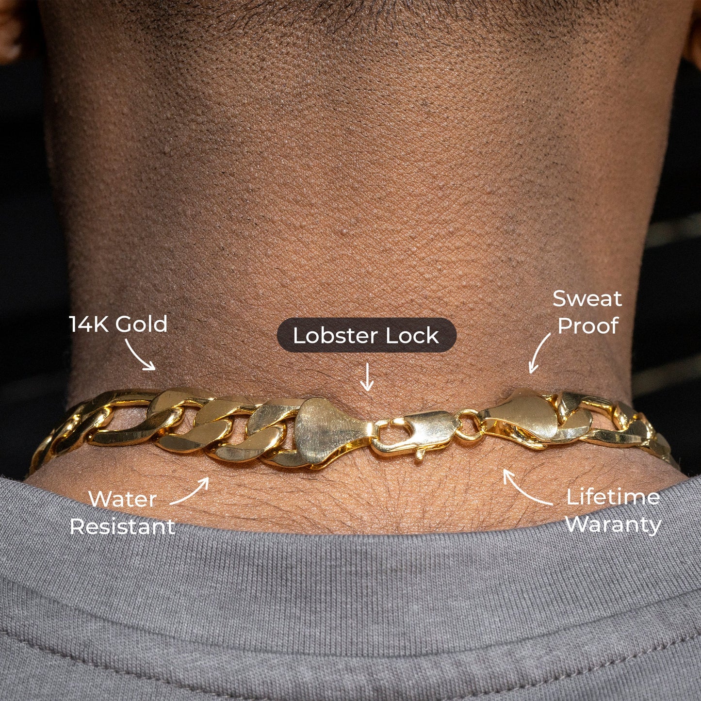 Gold Jewelry -  Mens 14K Gold Figaro Chain