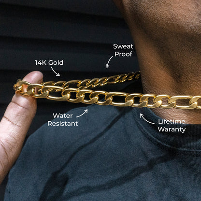 Gold Jewelry -  Mens 14K Gold Figaro Chain