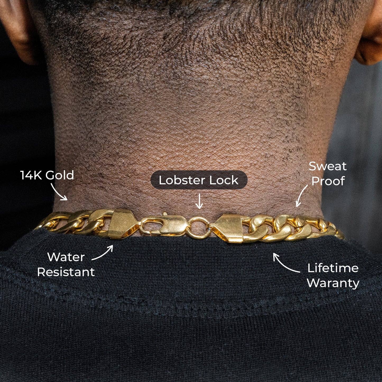 Gold Jewelry -  Mens 14K Gold Figaro Chain