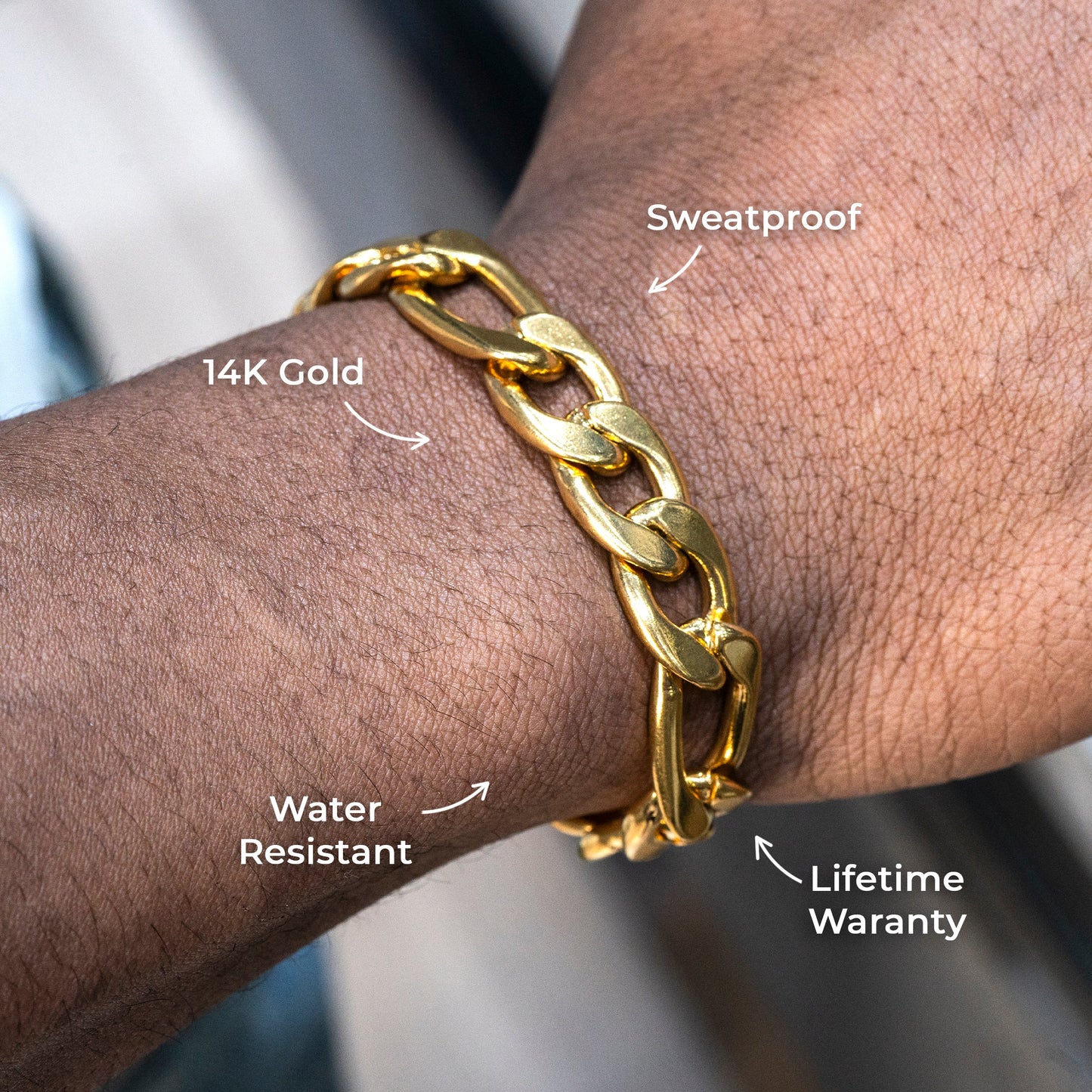 Mens Jewelry - Solid Gold Figaro Chain & Bracelet