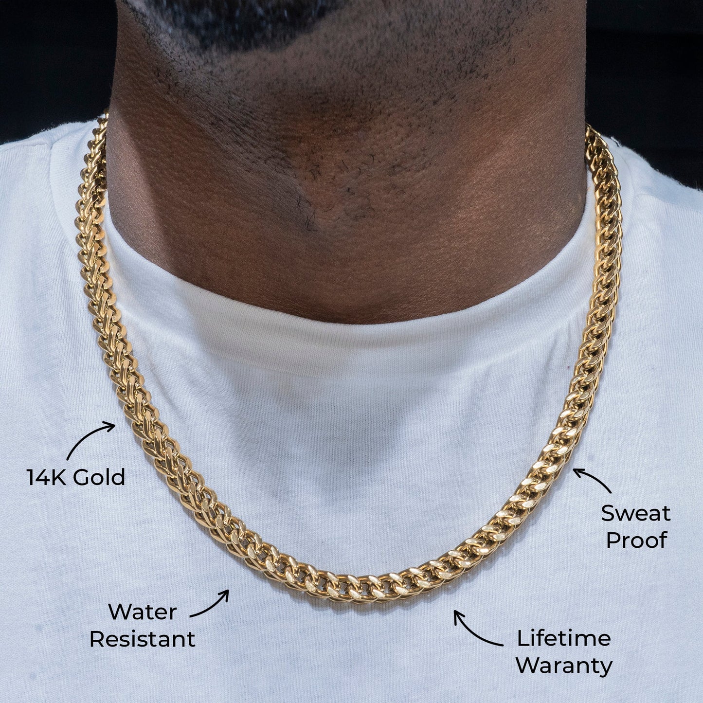 Gold Jewelry -  Mens 14K Gold Chain Solid Franco