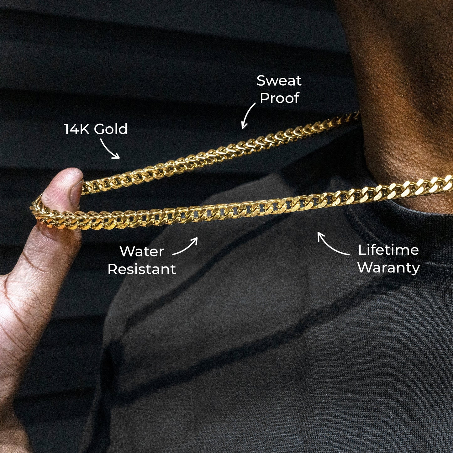 Gold Jewelry -  Mens 14K Gold Chain Solid Franco