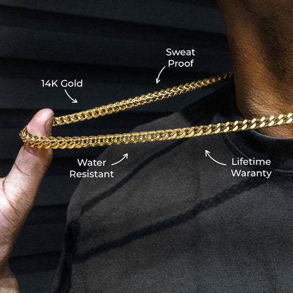 Gold Jewelry -  Mens 14K Gold Chain Solid Franco