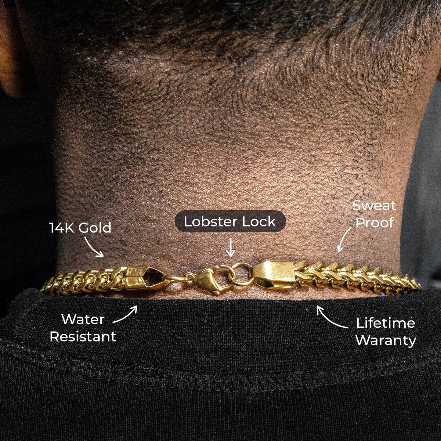 Gold Jewelry -  Mens 14K Gold Chain Solid Franco