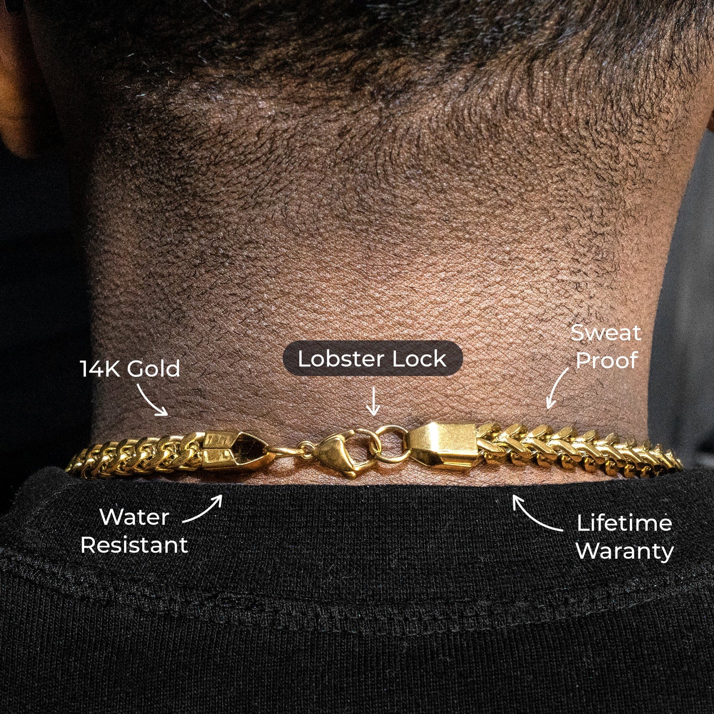 Gold Jewelry -  Mens 14K Gold Chain Solid Franco