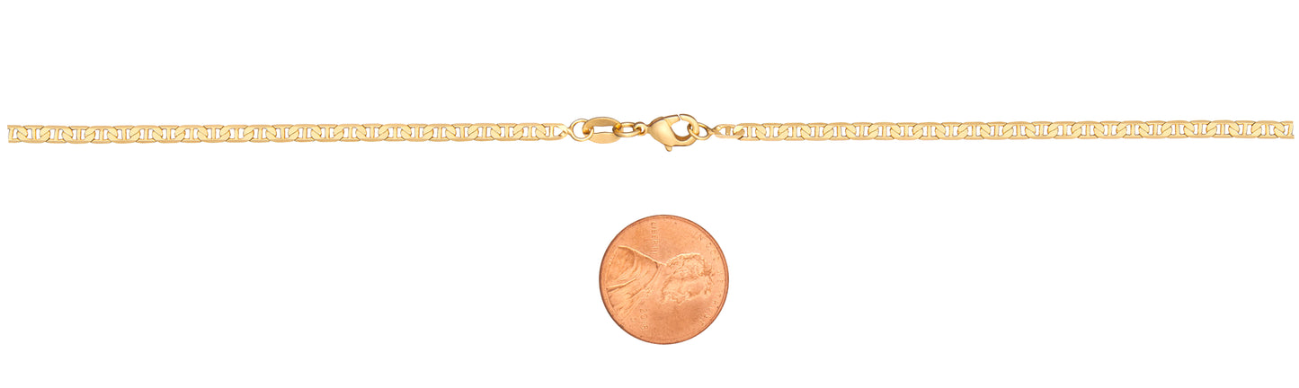 18K Gold Plated 3mm Flat Mariner Necklace