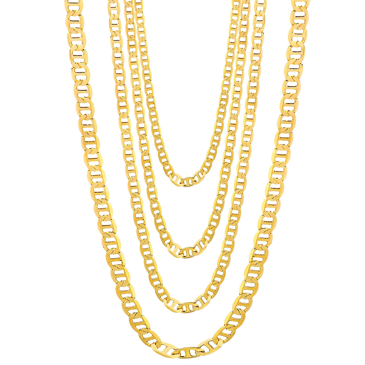 18K Gold Plated 3mm Flat Mariner Necklace