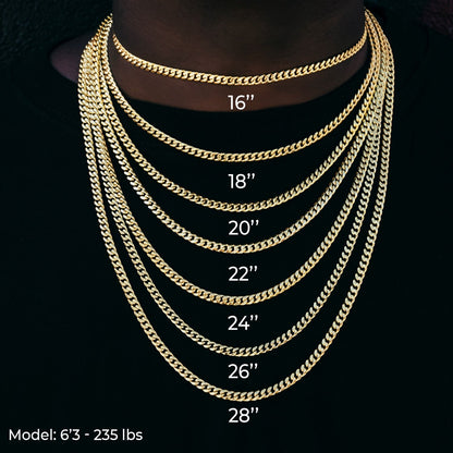 Curb Chain in Yellow Gold - 4mm