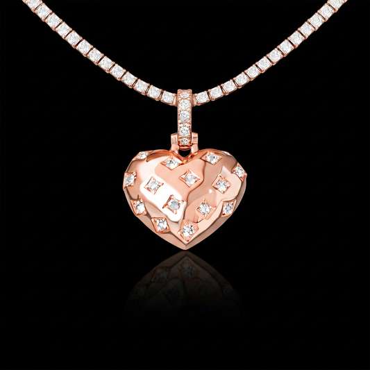 Diamond GLD Star Heart Pendant in Rose Gold