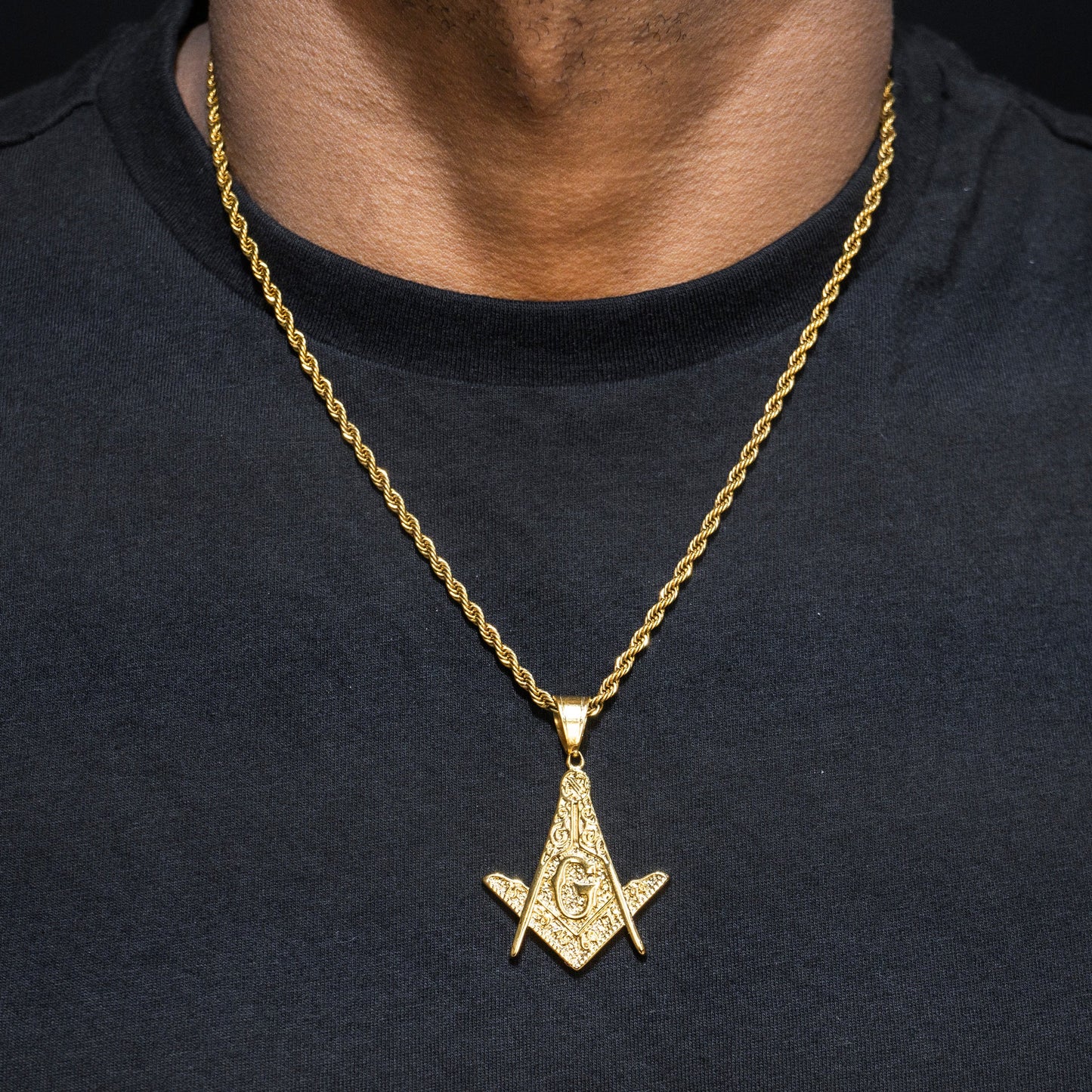 Mens Jewelry -  14K Gold Freemason Necklace | Appx. 17.5 Grams