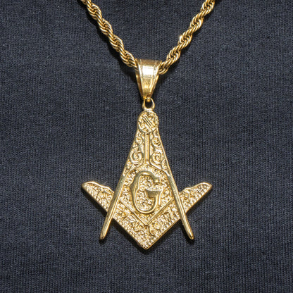 Mens Jewelry -  14K Gold Freemason Necklace | Appx. 17.5 Grams