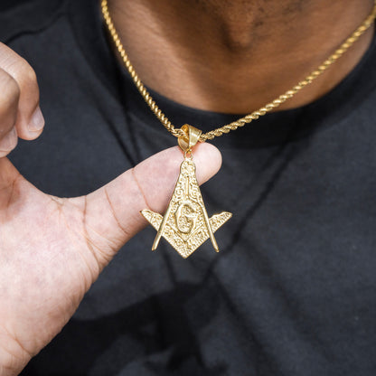 Mens Jewelry -  14K Gold Freemason Necklace | Appx. 17.5 Grams