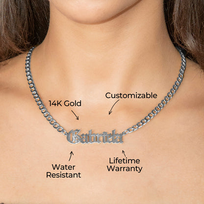 Women Jewelry - White Gold Name Necklace | Style # N02
