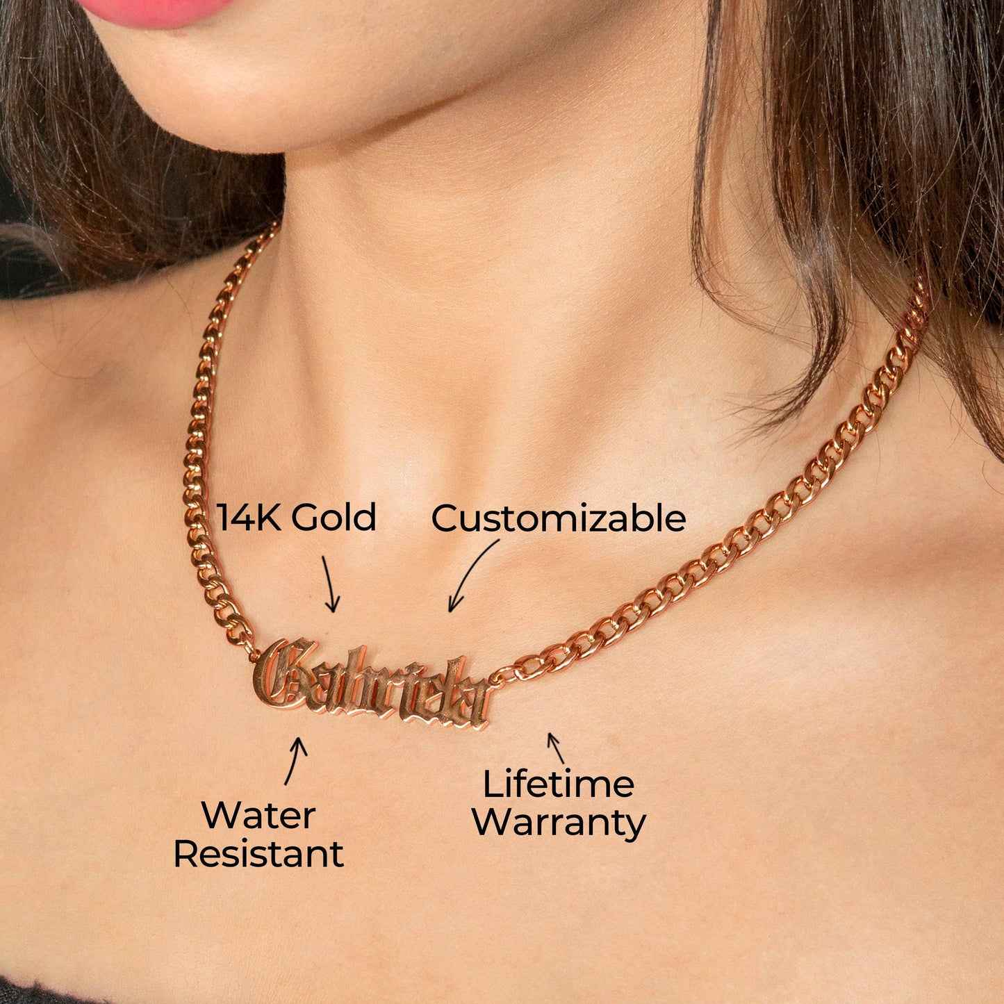 Women Jewelry - Rose Gold Name Necklace | Style # N02