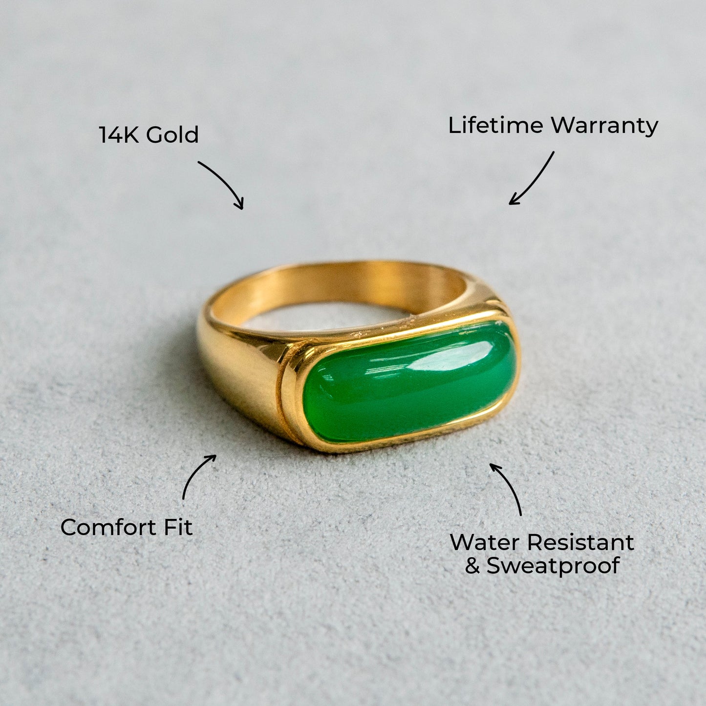 Mens Jewelry - Jade Gold Pinky Ring | 8 Grams
