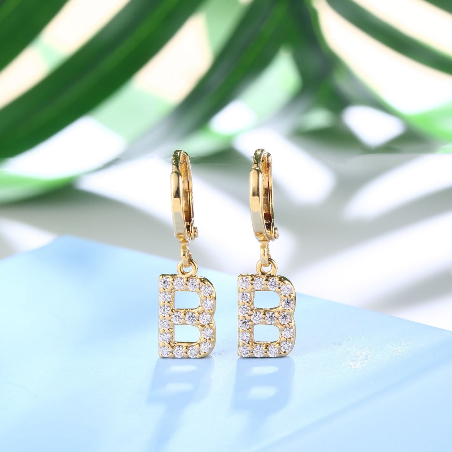 18K Gold Plated Dangling Monogram Earrings