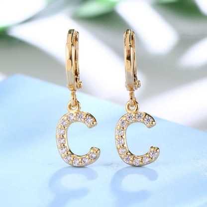 18K Gold Plated Dangling Monogram Earrings