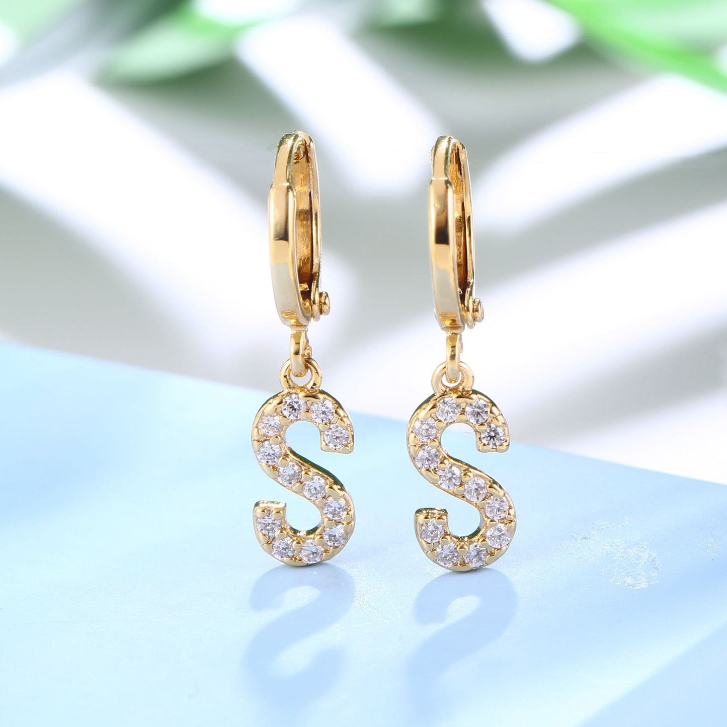 18K Gold Plated Dangling Monogram Earrings