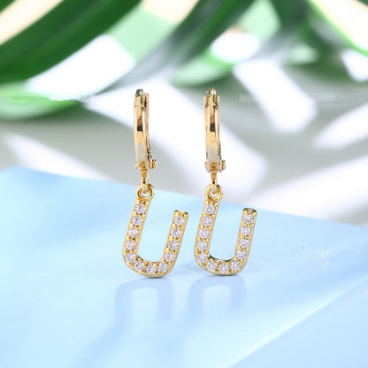 18K Gold Plated Dangling Monogram Earrings
