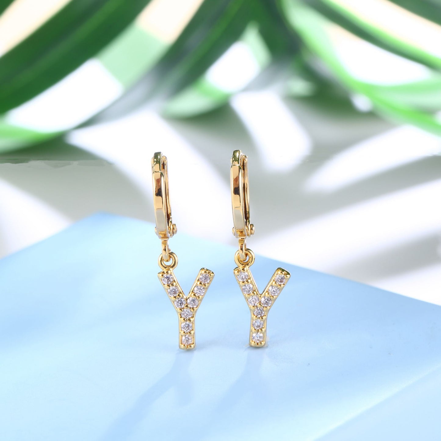 18K Gold Plated Dangling Monogram Earrings