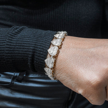 Womens Jewelry - 14K White Gold Iced Out VVS Heart Bracelet