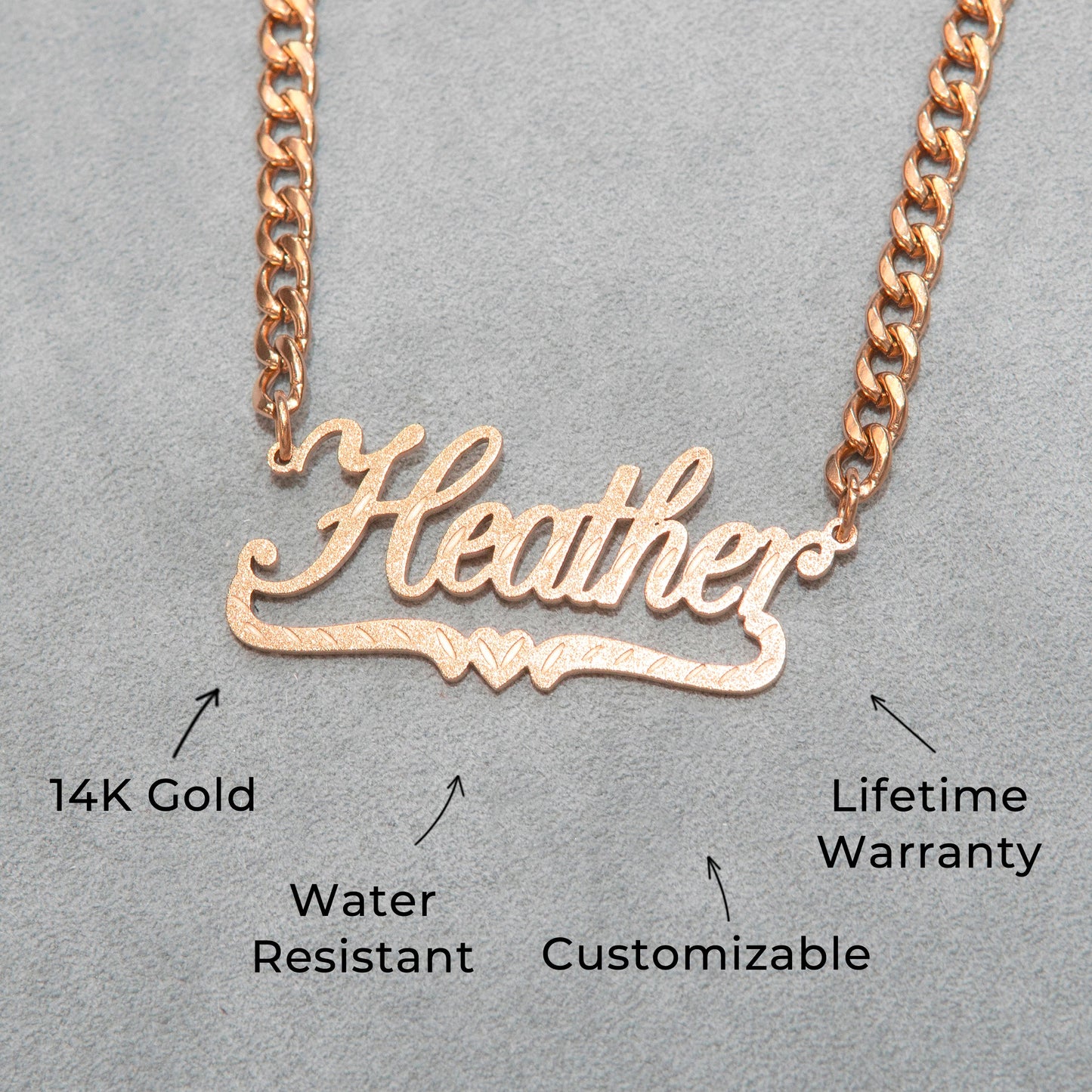 Women Jewelry - Rose Gold Name Necklace | Style # N42