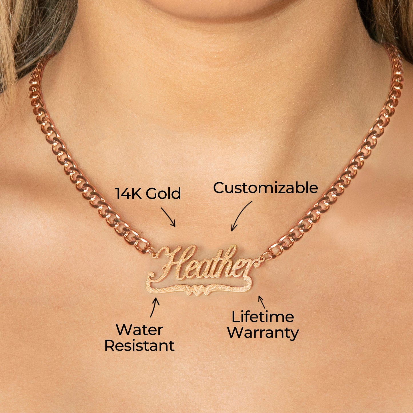 Women Jewelry - Rose Gold Name Necklace | Style # N42