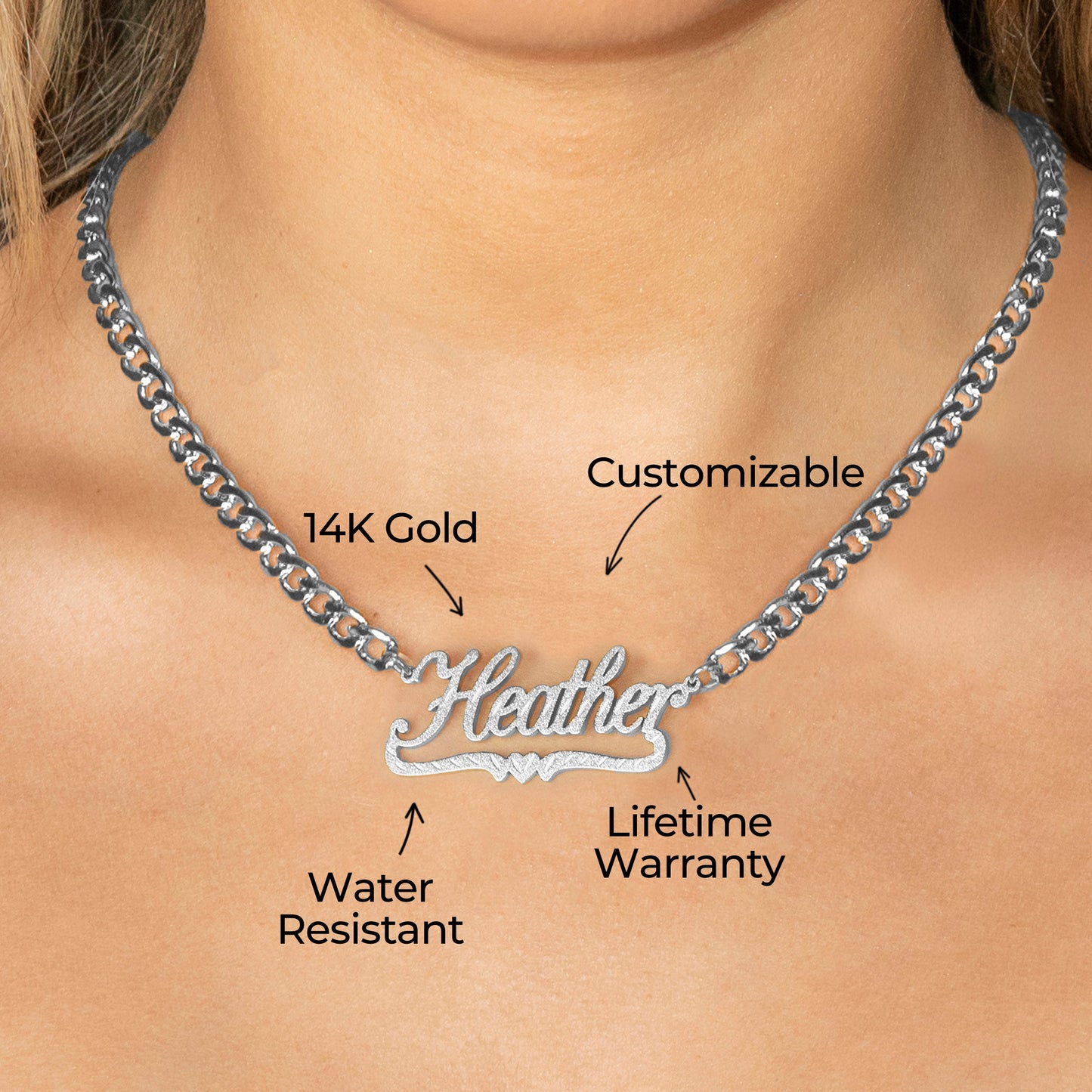 Women Jewelry - White Gold Name Necklace | Style # N42
