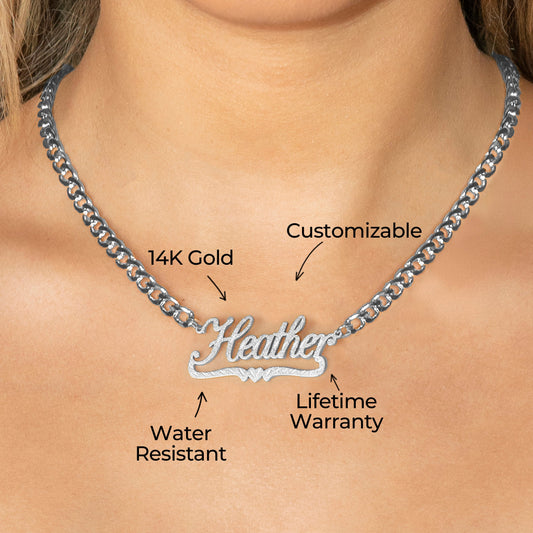 Women Jewelry - White Gold Name Necklace | Style # N42