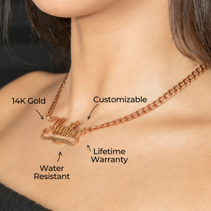 Women Jewelry - Rose Gold Name Necklace | Style # N42