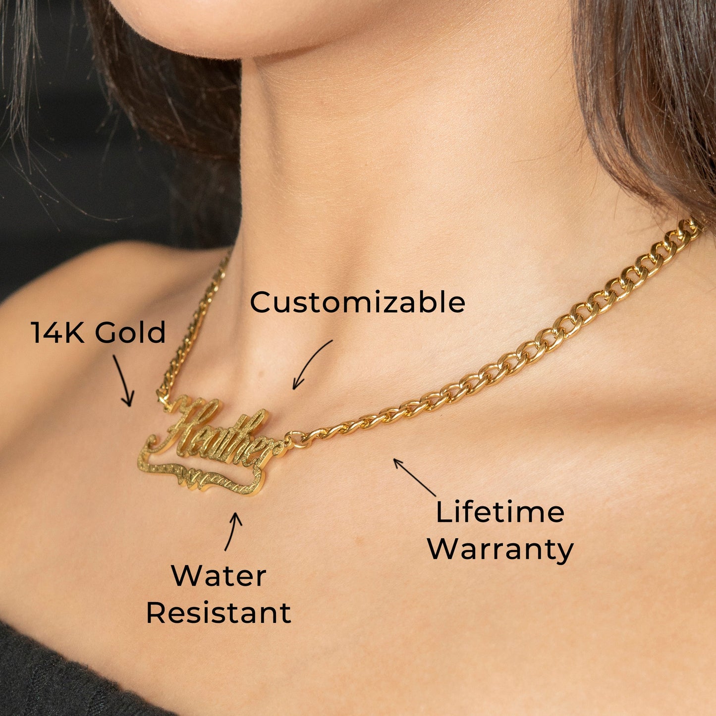Women Jewelry - Gold Name Necklace | Style # N42