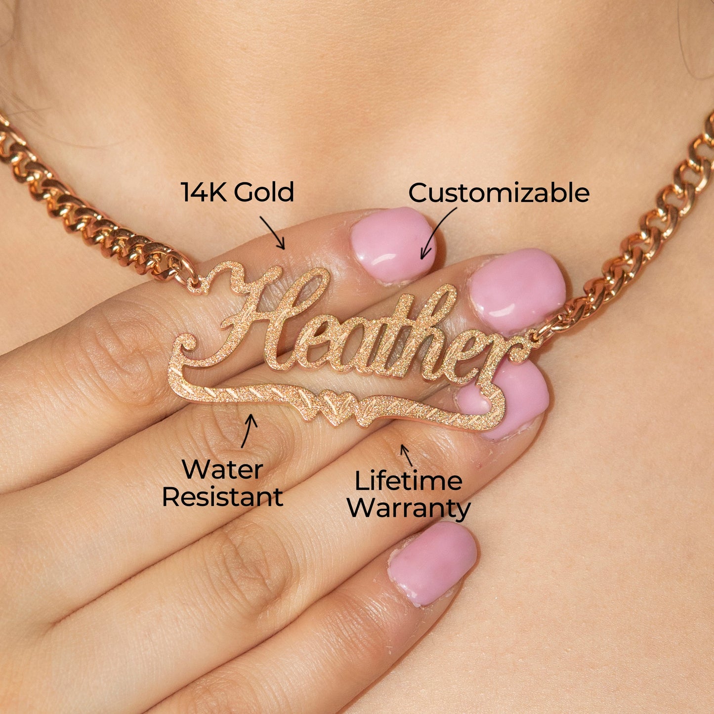 Women Jewelry - Rose Gold Name Necklace | Style # N42