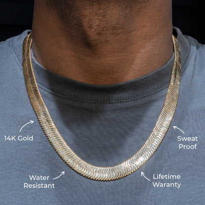Gold Jewelry -  Mens 14K Gold Herringbone Link Chain