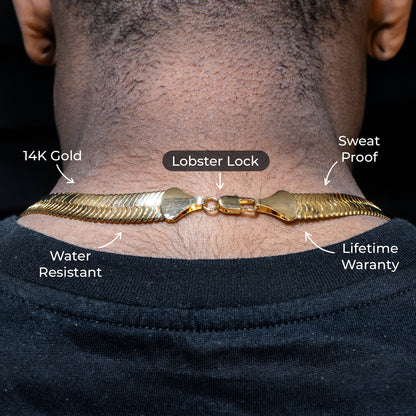 Gold Jewelry -  Mens 14K Gold Herringbone Link Chain