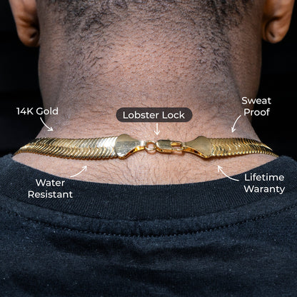 Gold Jewelry -  Mens 14K Gold Herringbone Link Chain