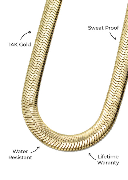 Gold Jewelry -  Mens 14K Gold Herringbone Link Chain