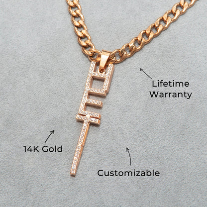 Women Jewelry - Rose Gold Iced Out VVS Name Necklace | Style # N21